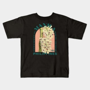 Manila Philippines Vintage Floral Kids T-Shirt